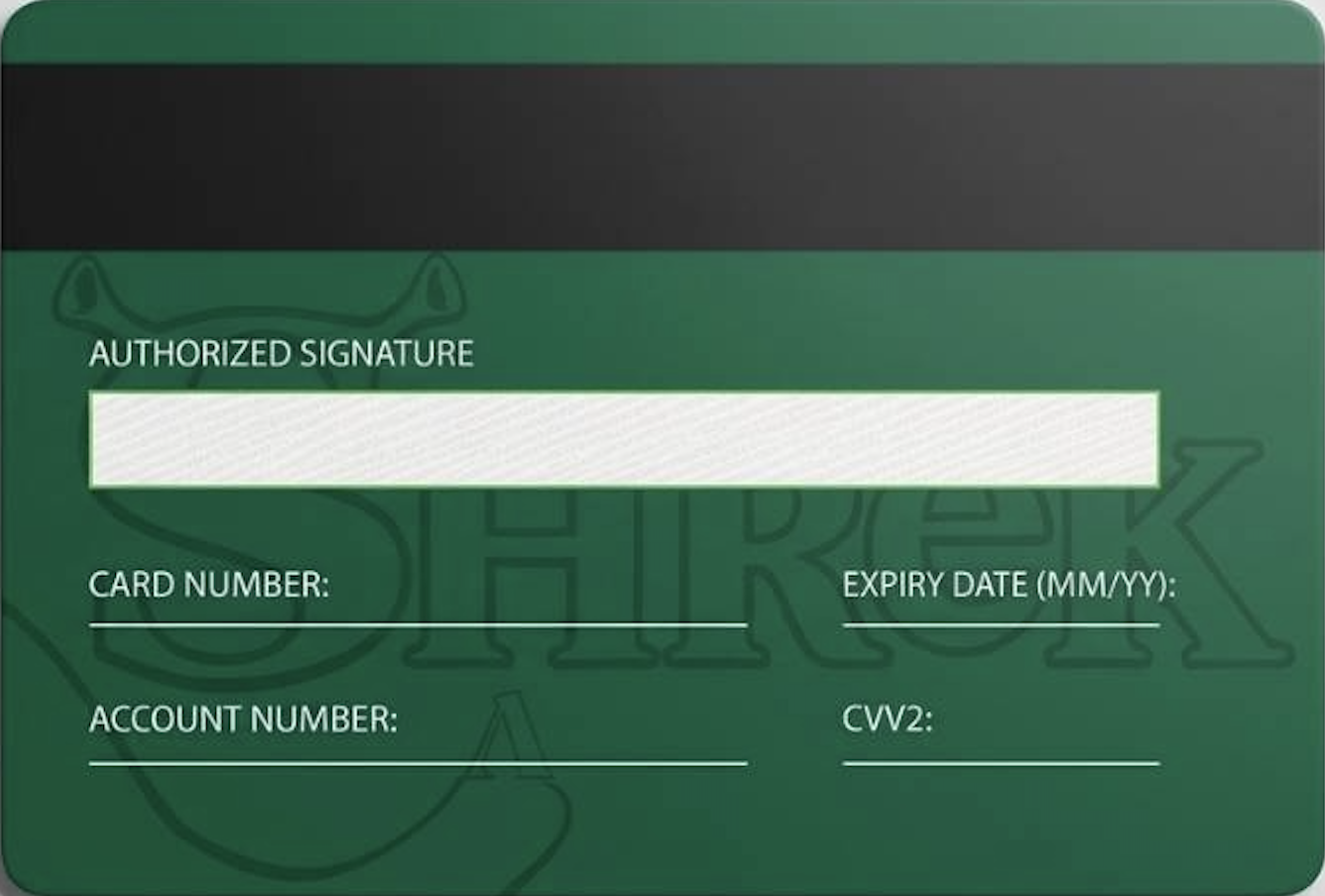 Bank Card Back